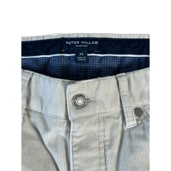 Peter Millar Corduroy Pants Light Beige Mens Size 34 Soft Button Zip Fly - Picture 2 of 12